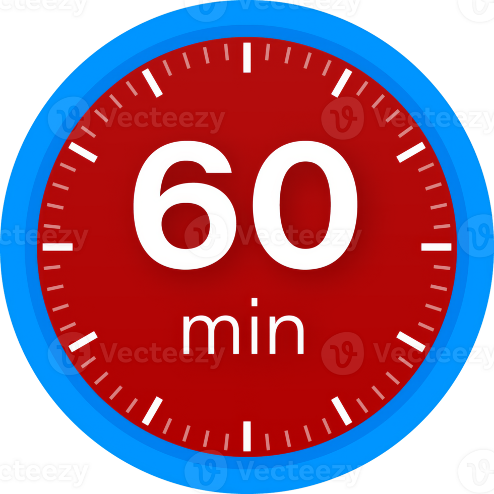 The 60 minutes, stopwatch icon. Stopwatch icon in flat style on a white background. stock illustration. png