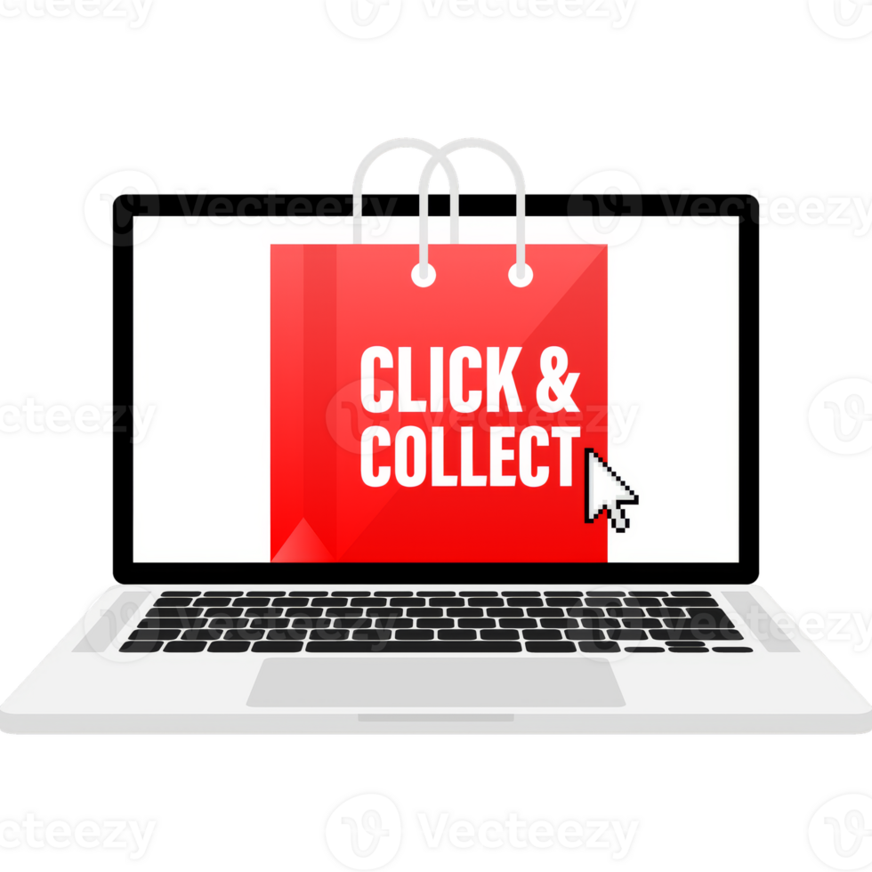 Click collect for marketing design. illustration. Store label. Click button. Digital marketing illustration. png