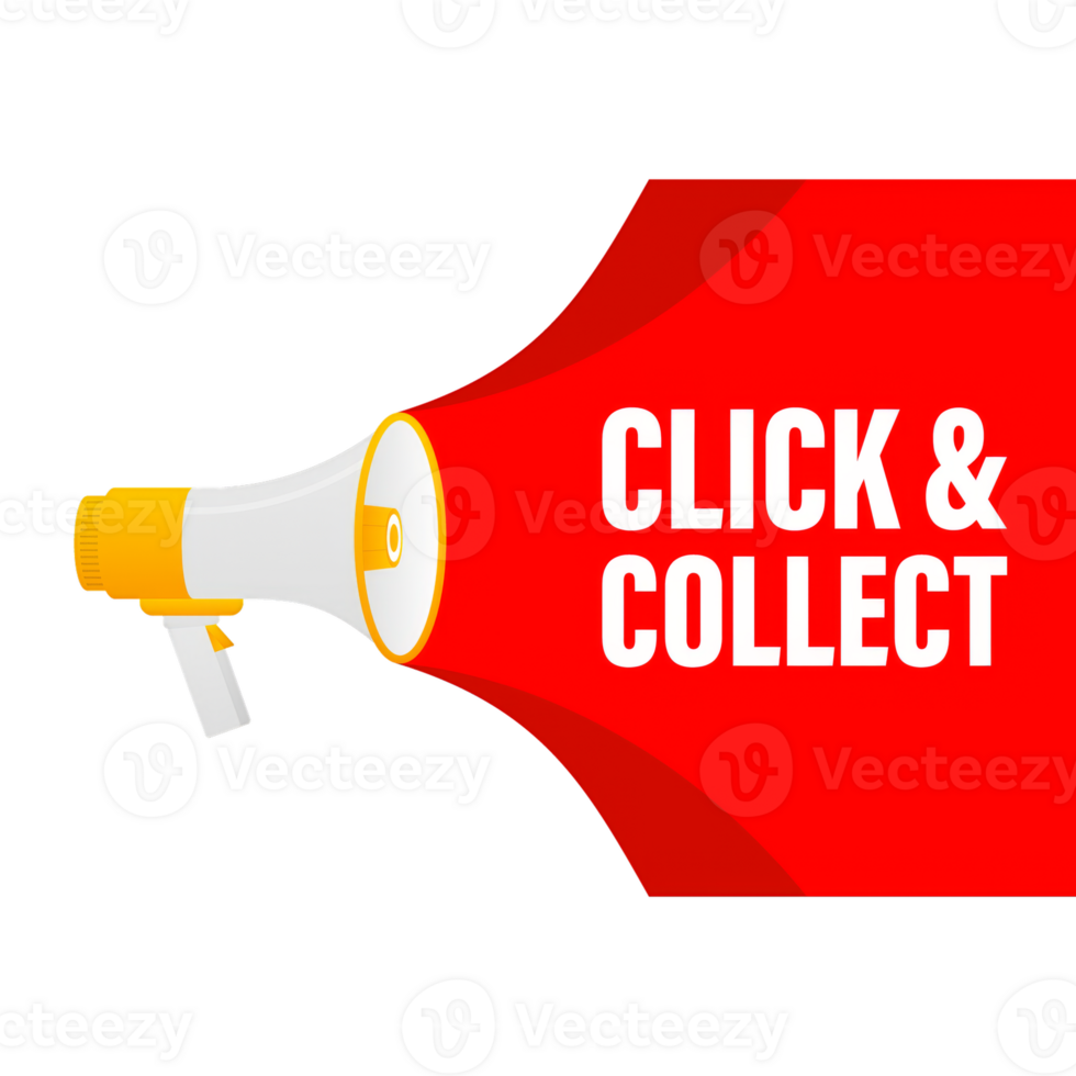 Click collect for marketing design. illustration. Store label. Click button. Digital marketing illustration. png