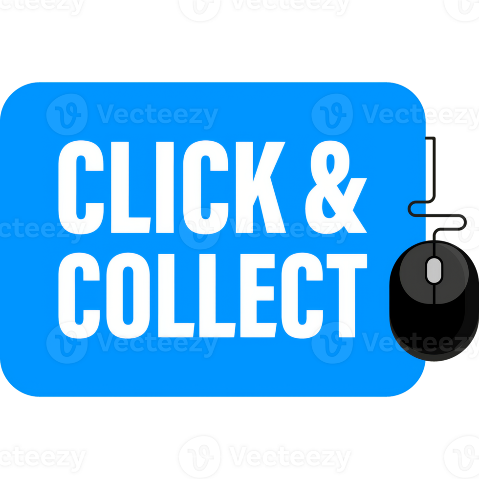 Click collect for marketing design. illustration. Store label. Click button. Digital marketing illustration. png