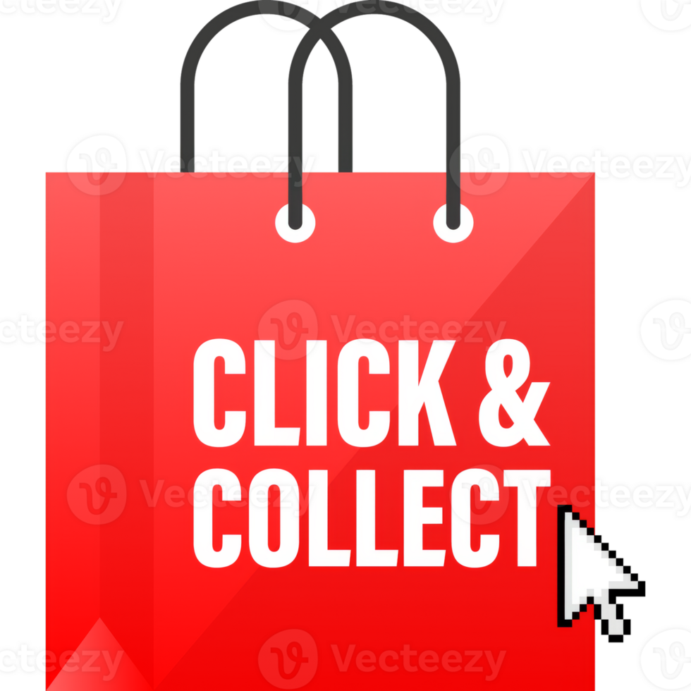 Click collect for marketing design. illustration. Store label. Click button. Digital marketing illustration. png