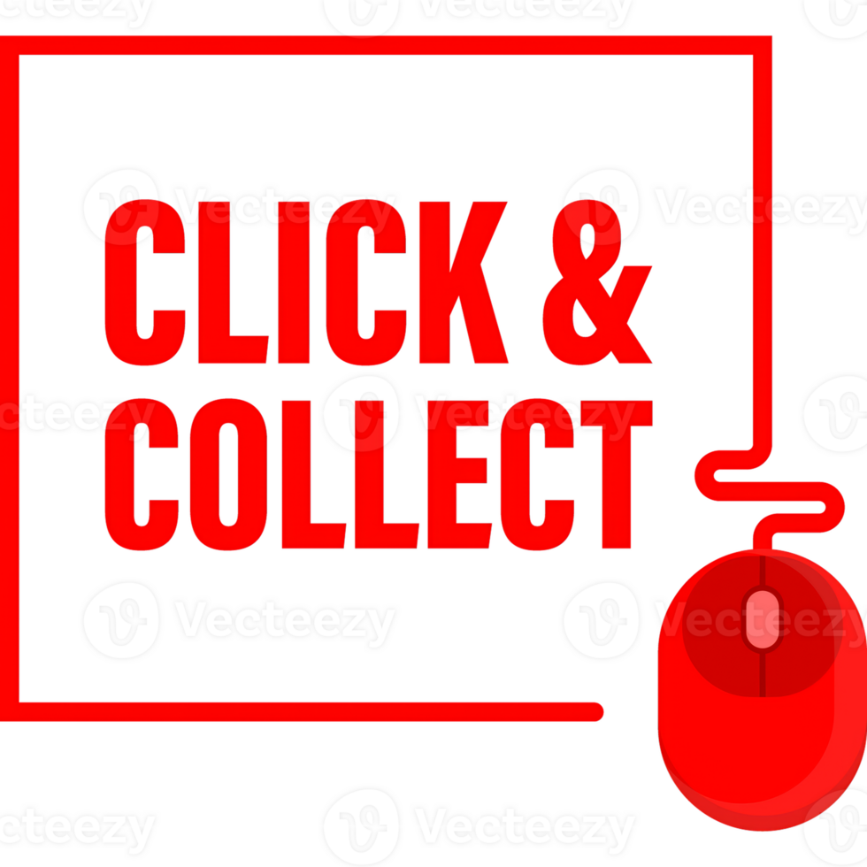 Click collect for marketing design. illustration. Store label. Click button. Digital marketing illustration. png
