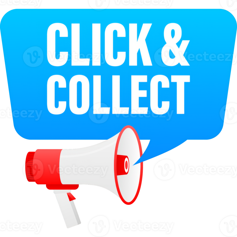 Click collect for marketing design. illustration. Store label. Click button. Digital marketing illustration. png