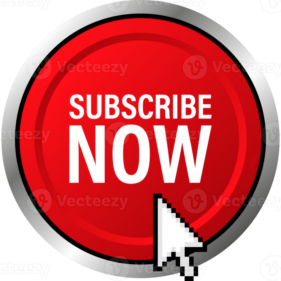 Red rounded subscribe button on white background. illustration. png