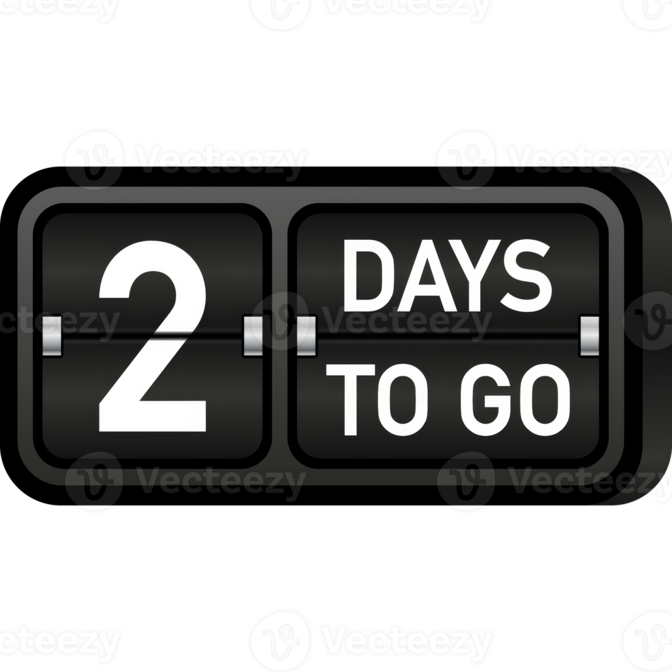 Two days to go clock, darck emblem banner. illustration. png