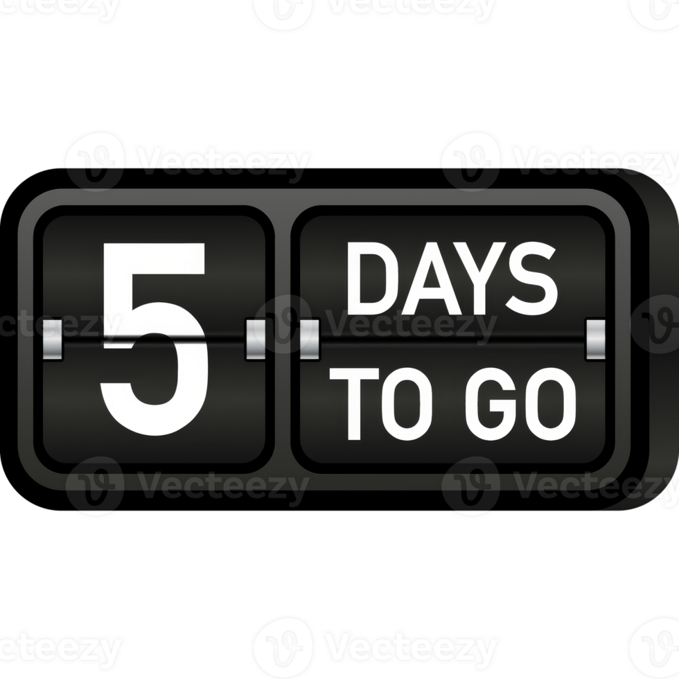 Five days to go clock, darck emblem banner. illustration. png