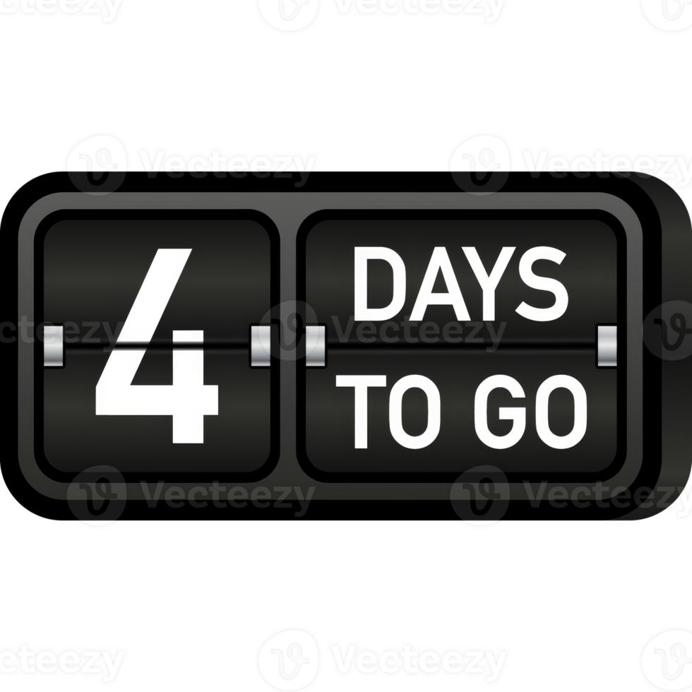 Four days to go clock, darck emblem banner. illustration. png