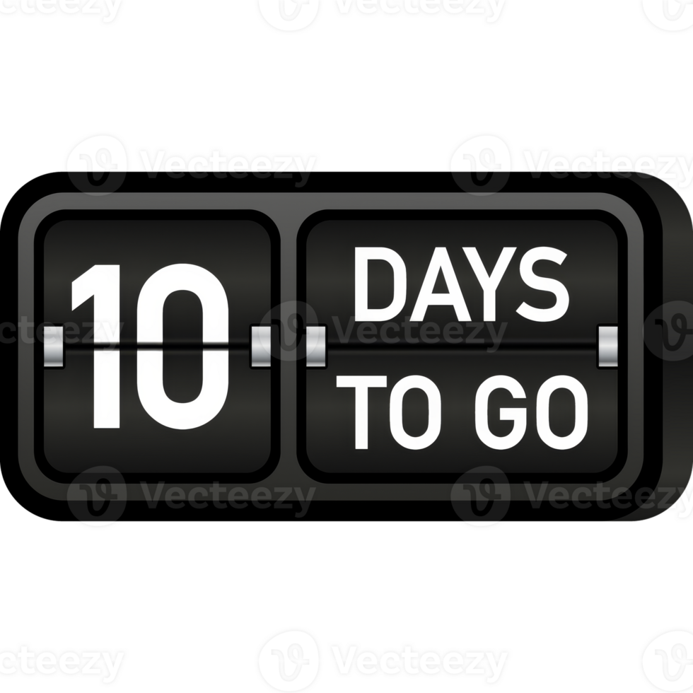 Ten days to go clock, darck emblem banner. illustration. png