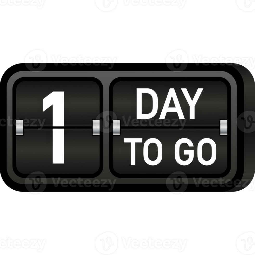 One day to go clock, darck emblem banner. illustration. png