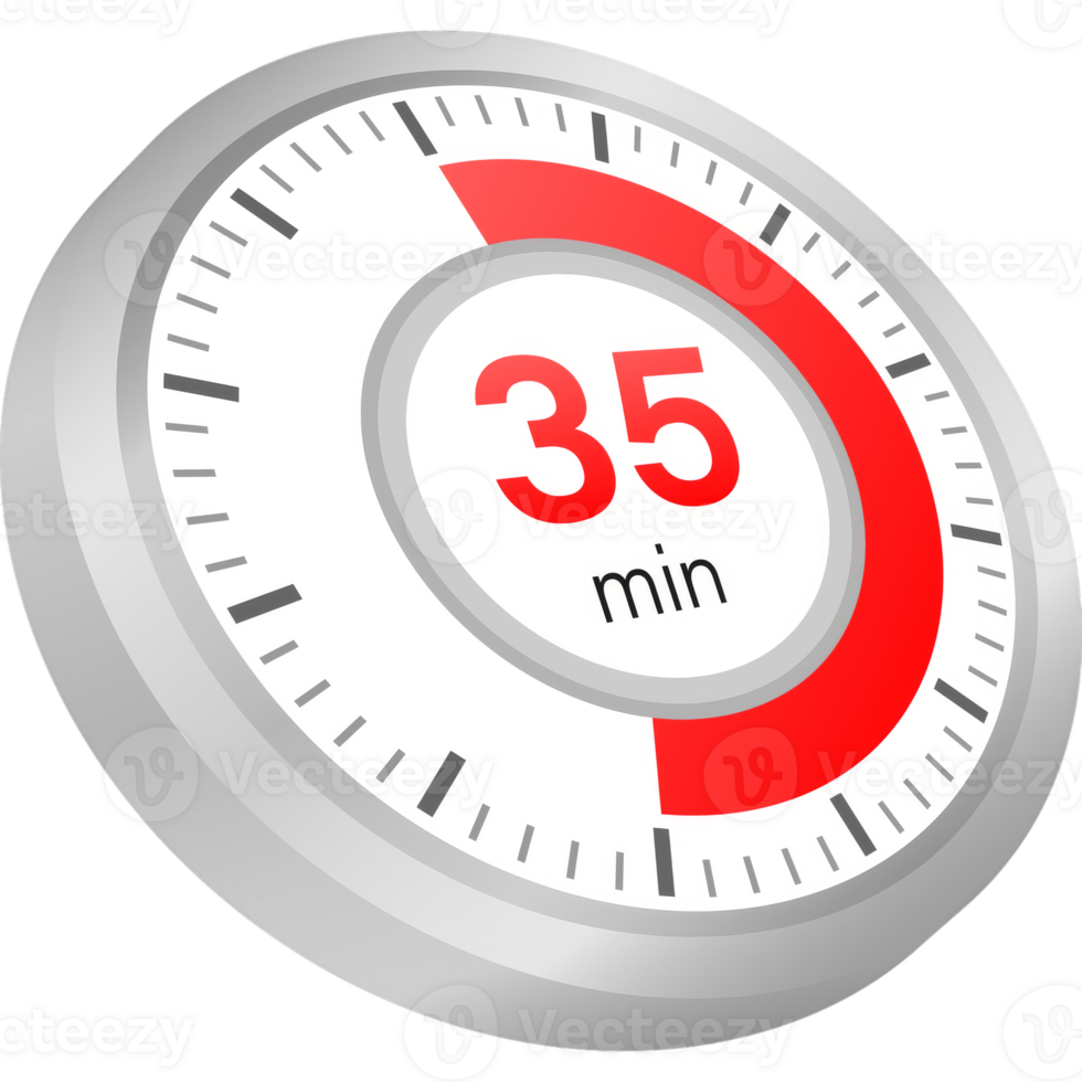 The 35 minutes, stopwatch icon. Stopwatch icon in flat style on a white background. stock illustration. png