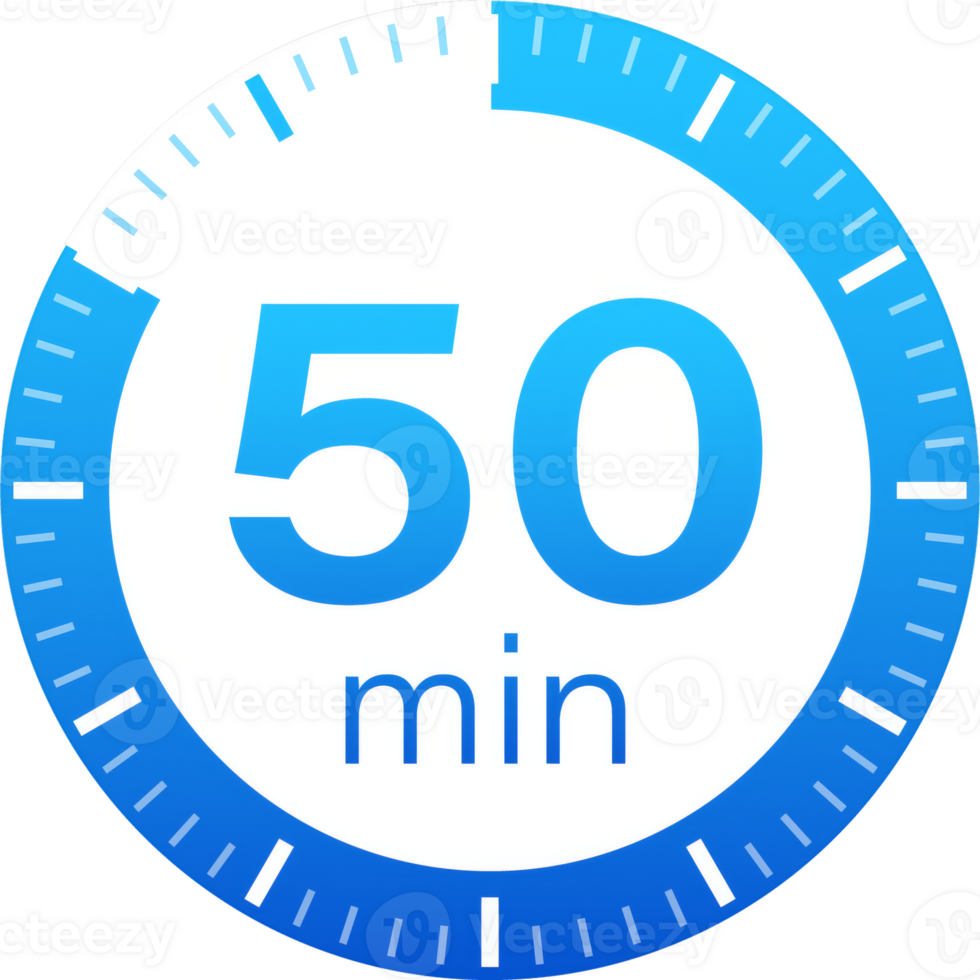 The 50 minutes, stopwatch icon. Stopwatch icon in flat style on a white background. stock illustration. png