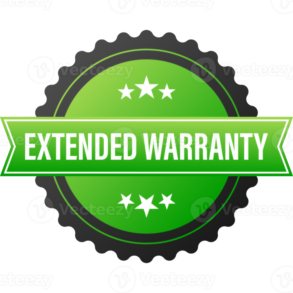 vintage green extended warranty label template. White background. Certificate icon design illustration. png