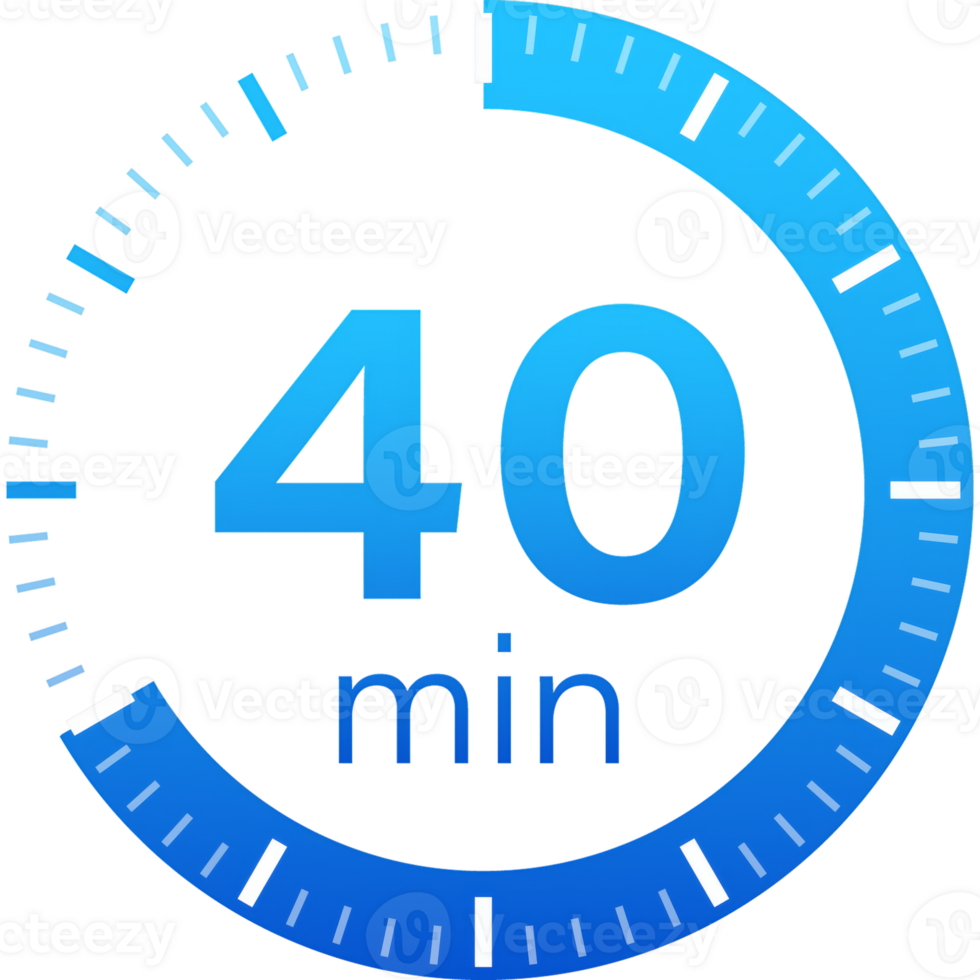 The 40 minutes, stopwatch icon. Stopwatch icon in flat style on a white background. stock illustration. png