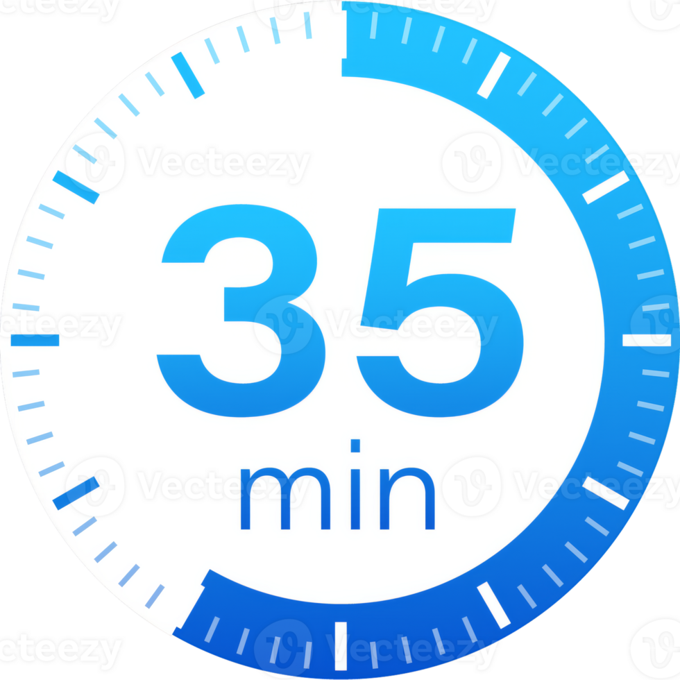 The 35 minutes, stopwatch icon. Stopwatch icon in flat style on a white background. stock illustration. png