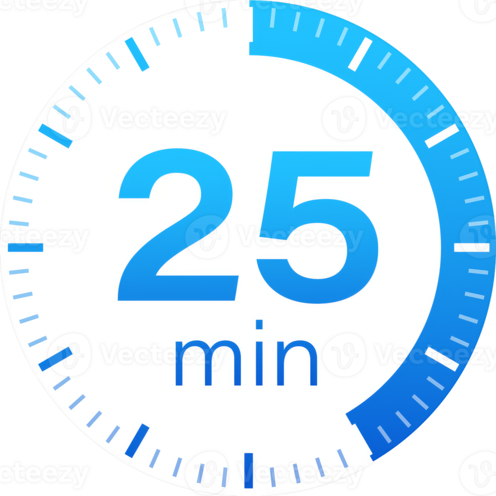 The 25 minutes, stopwatch icon. Stopwatch icon in flat style on a white background. stock illustration. png