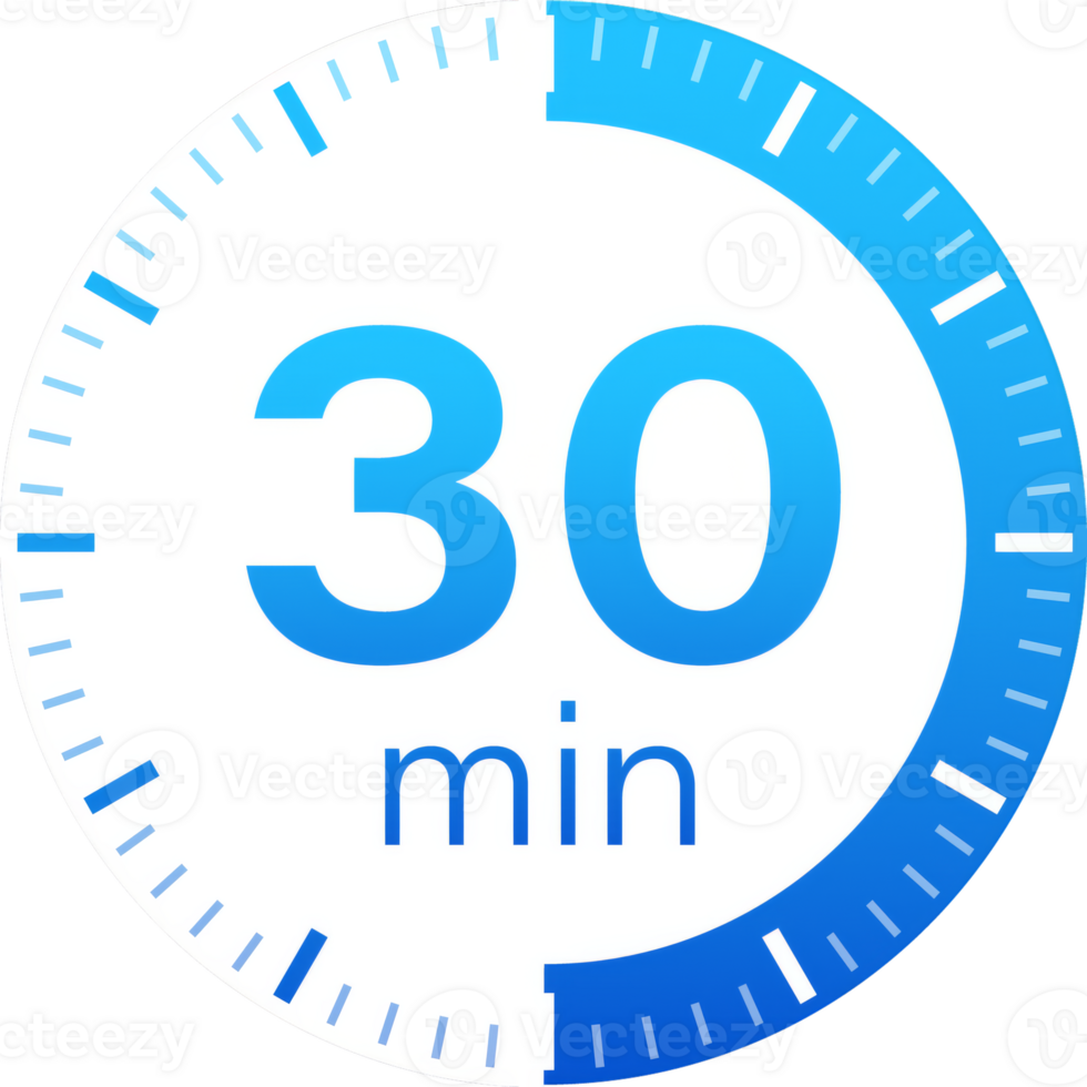 The 30 minutes, stopwatch icon. Stopwatch icon in flat style on a white background. stock illustration. png