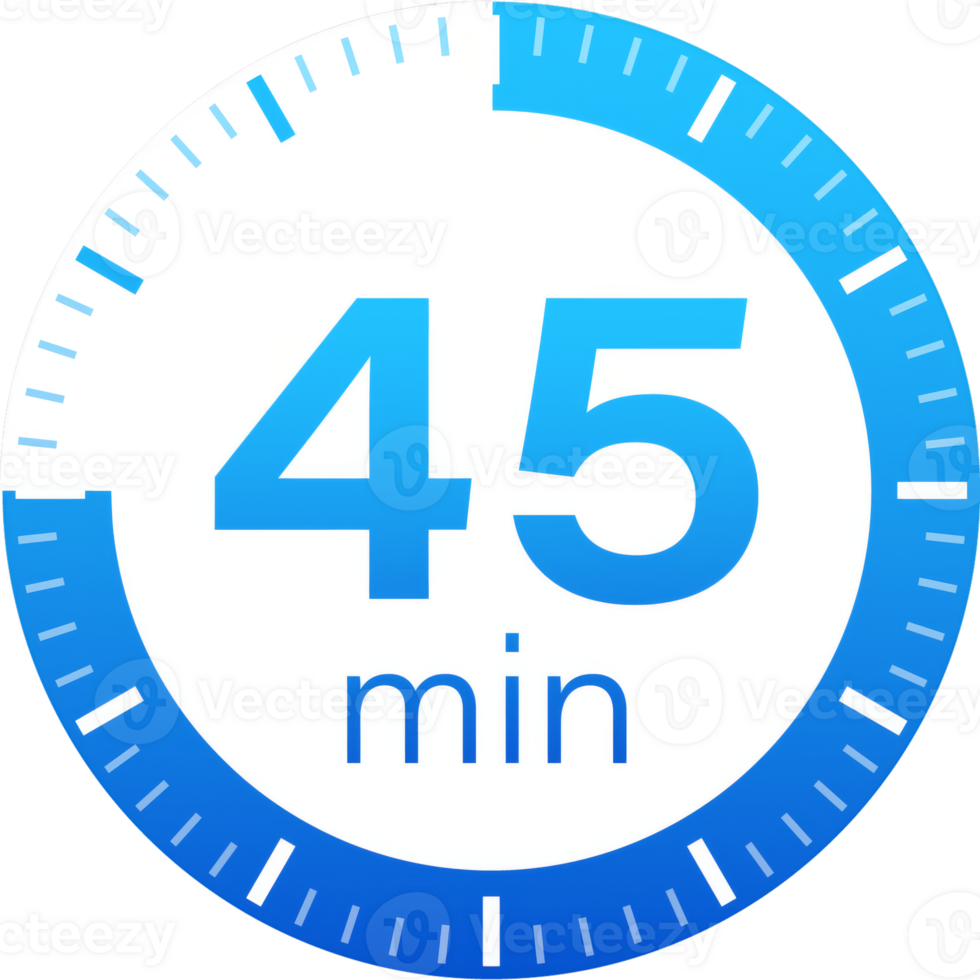 The 45 minutes, stopwatch icon. Stopwatch icon in flat style on a white background. stock illustration. png