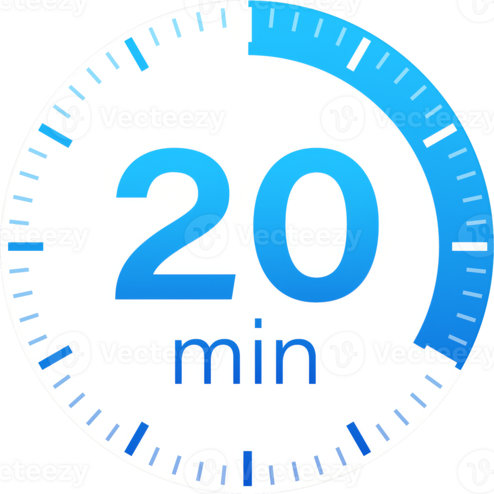 The 20 minutes, stopwatch icon. Stopwatch icon in flat style on a white background. stock illustration. png