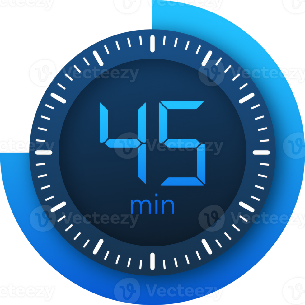 The 45 minutes, stopwatch icon. Stopwatch icon in flat style on a white background. stock illustration. png