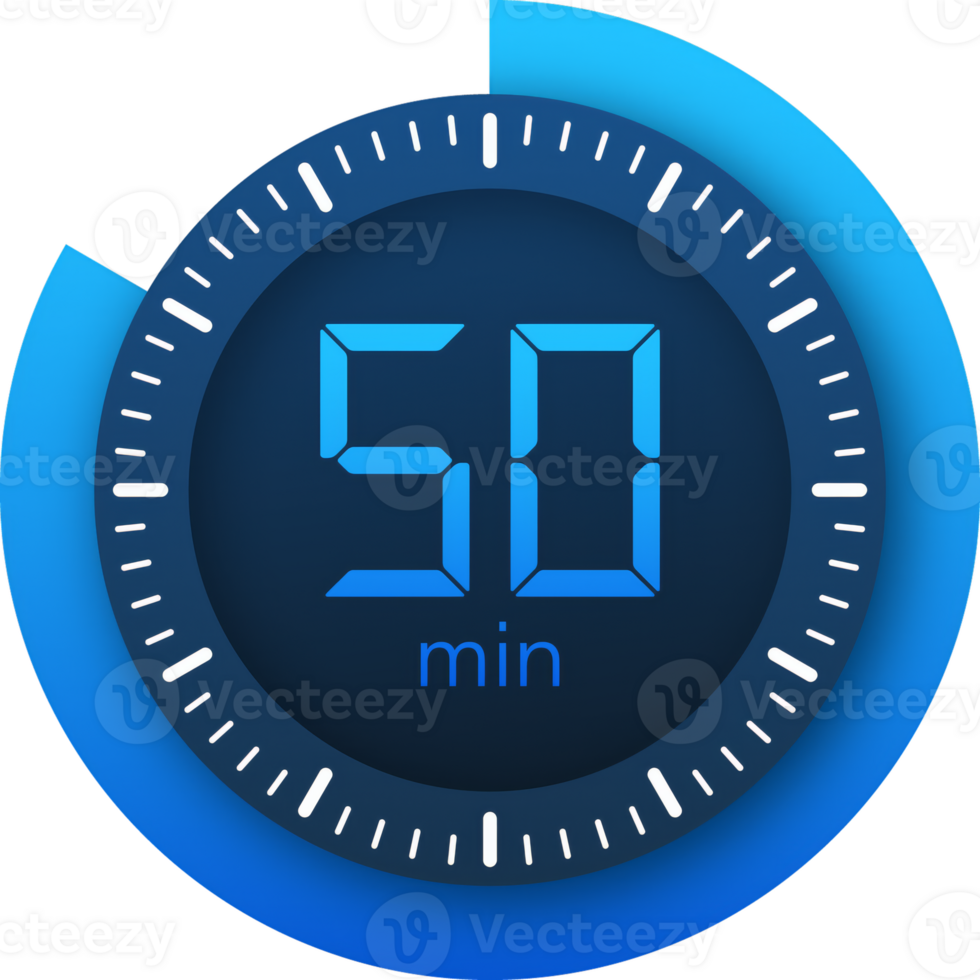 The 50 minutes, stopwatch icon. Stopwatch icon in flat style on a white background. stock illustration. png