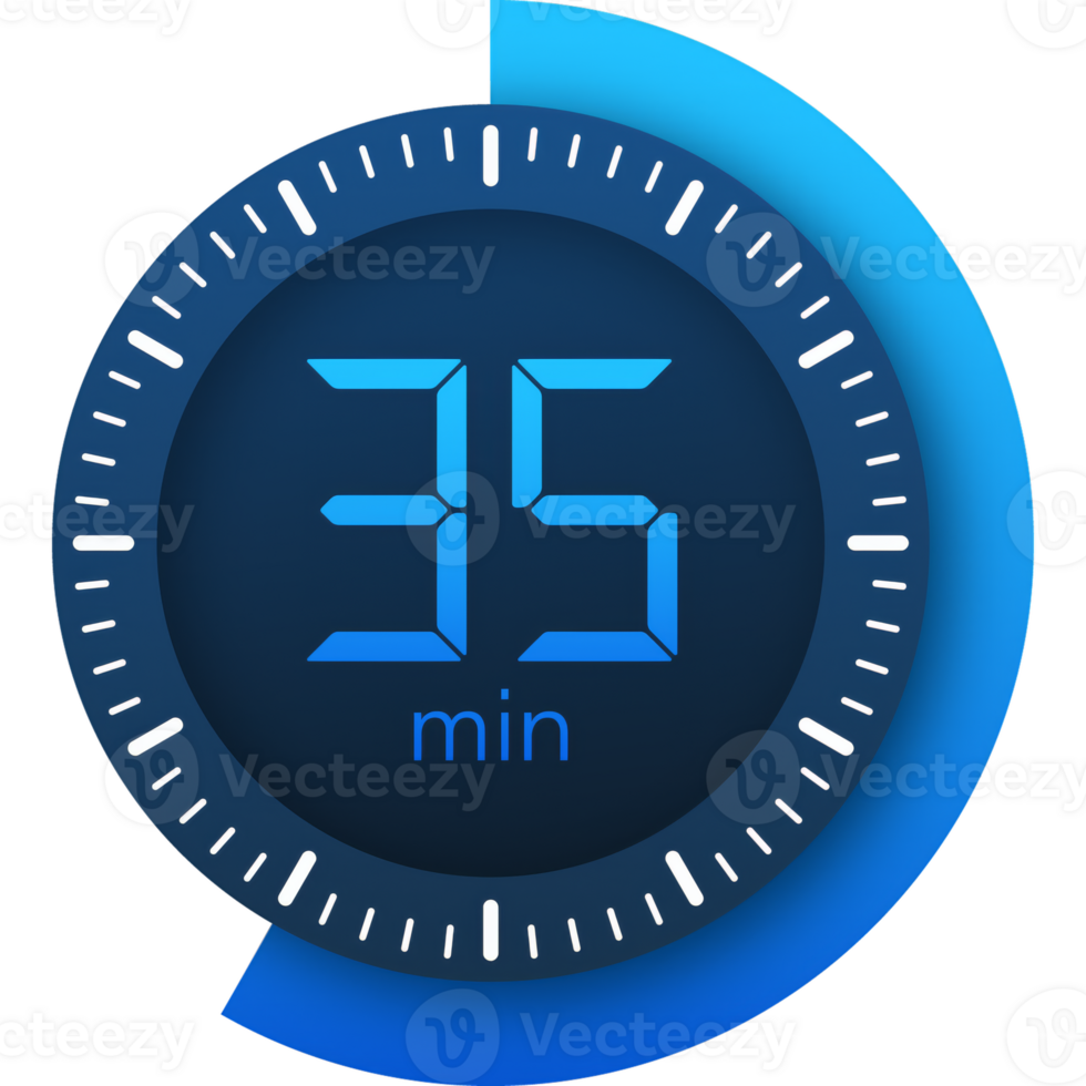 The 35 minutes, stopwatch icon. Stopwatch icon in flat style on a white background. stock illustration. png