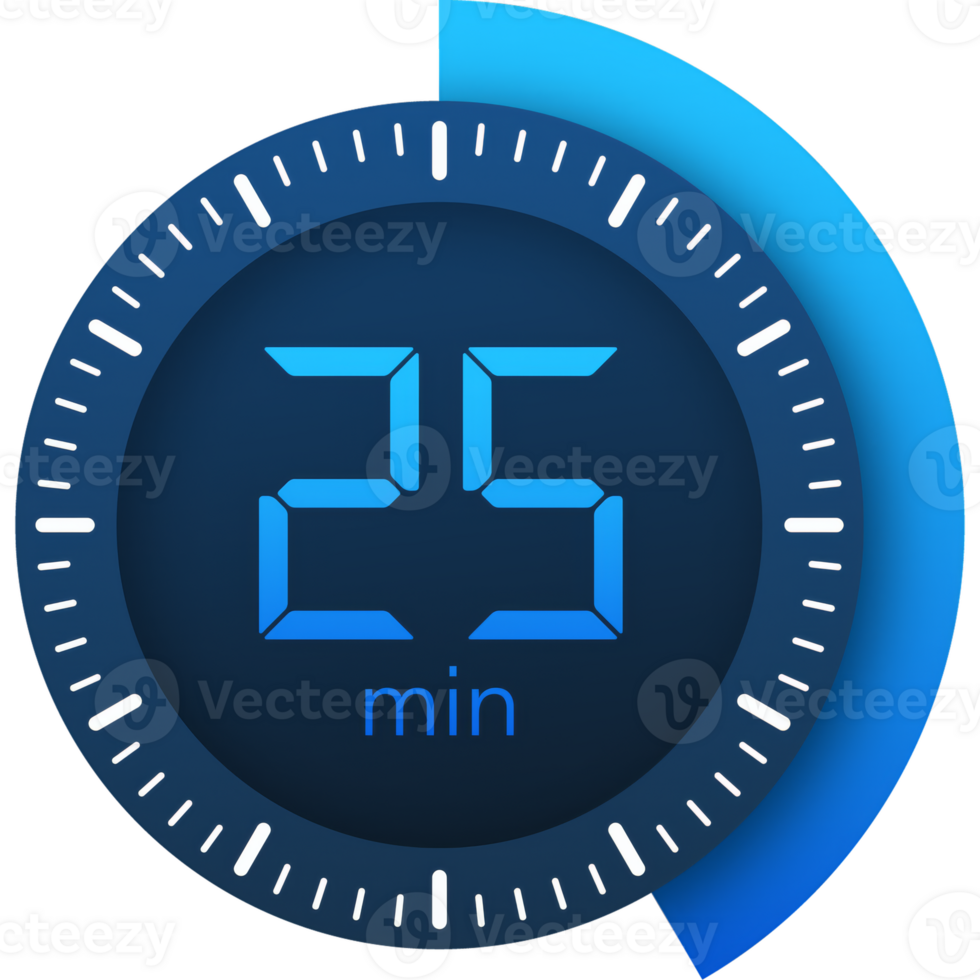 The 25 minutes, stopwatch icon. Stopwatch icon in flat style on a white background. stock illustration. png