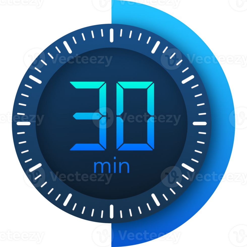The 30 minutes, stopwatch icon. Stopwatch icon in flat style on a white background. stock illustration. png