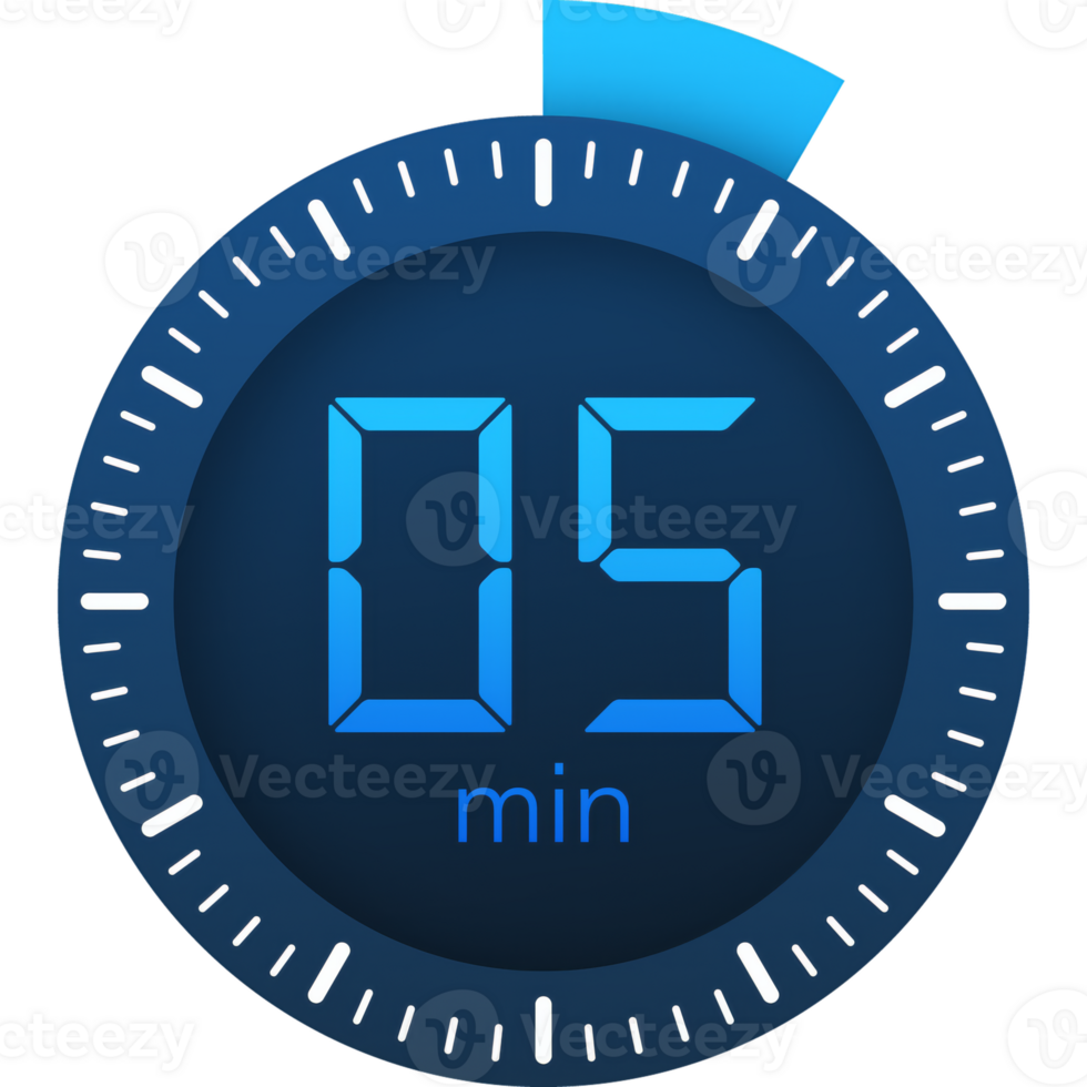 The 5 minutes, stopwatch icon. Stopwatch icon in flat style on a white background. stock illustration. png