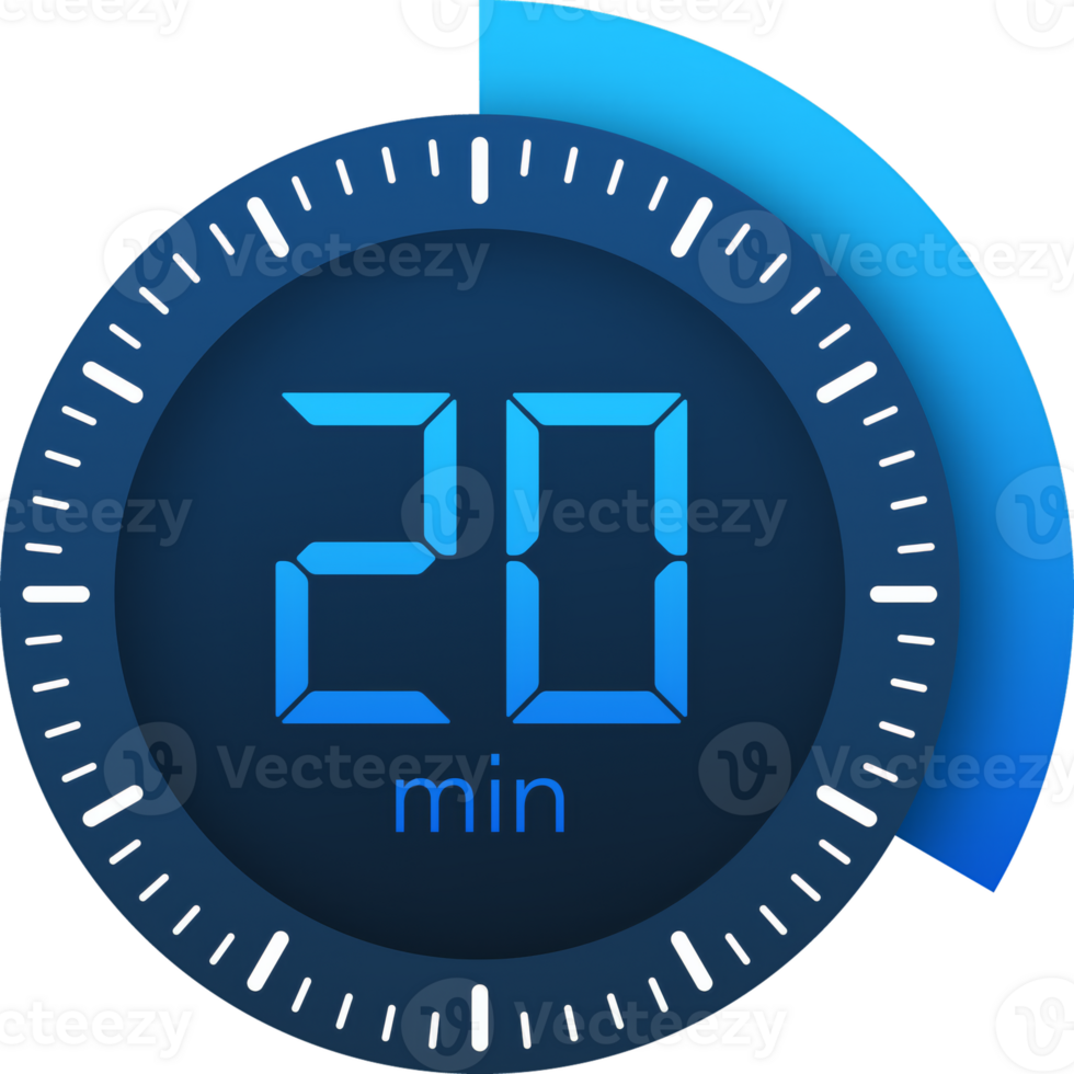 The 20 minutes, stopwatch icon. Stopwatch icon in flat style on a white background. stock illustration. png