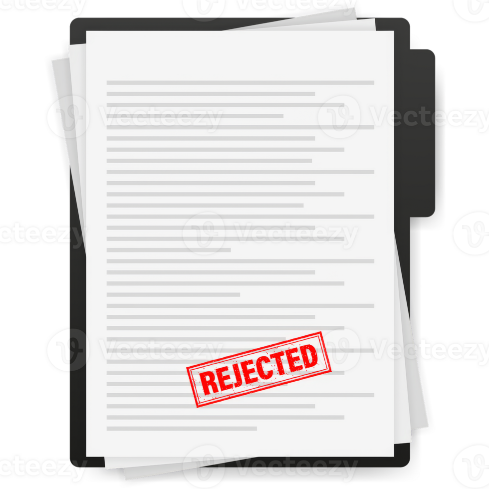 rubber stamps approved and rejected. Document with red and green stamps. png