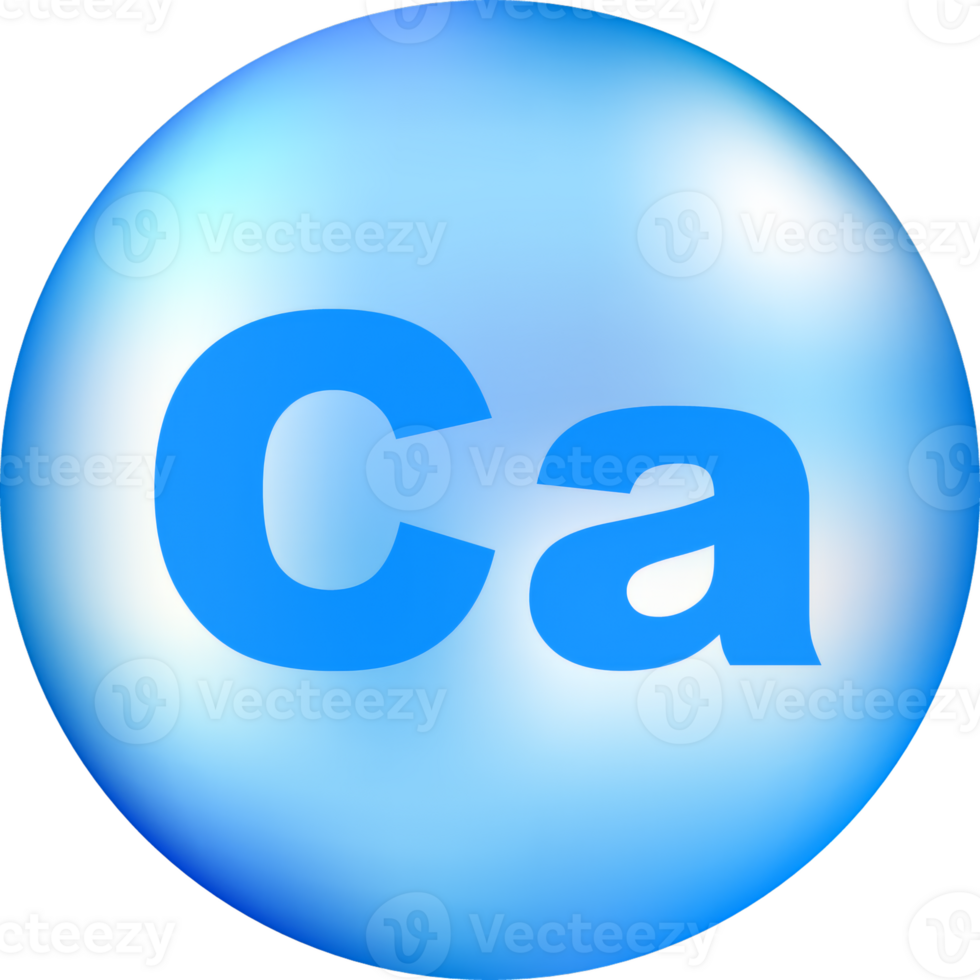 Vitamin Ca with realistic drop on gray background. Particles of vitamins in the middle. illustration. png