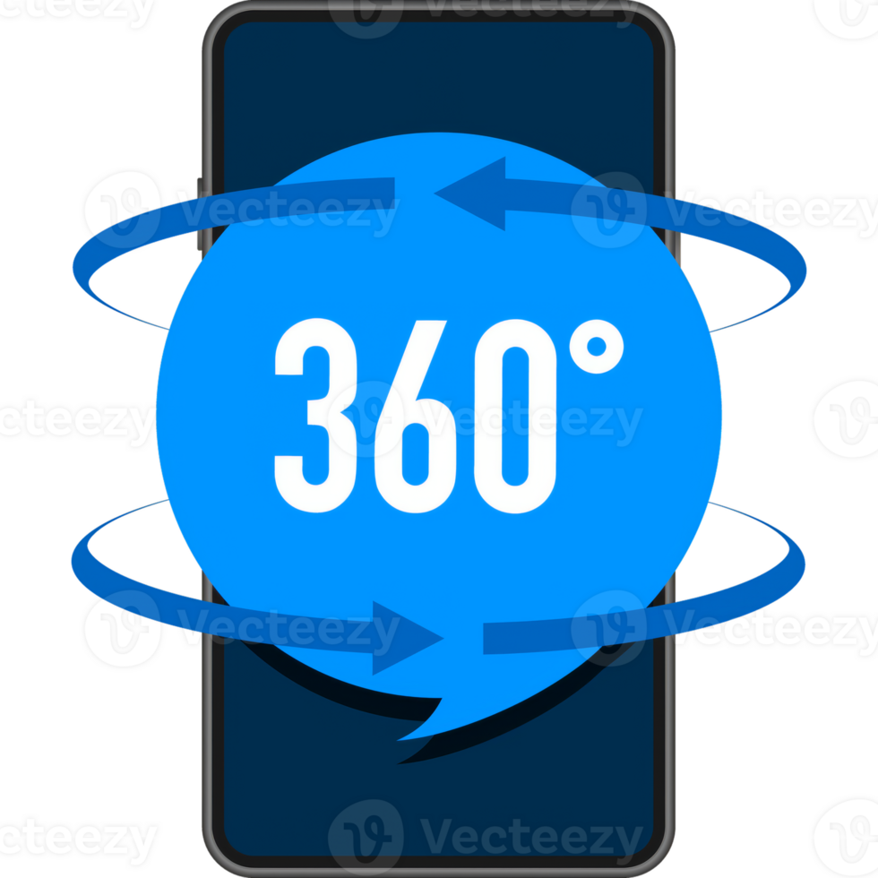 360 degrees view sign icon on white background. png