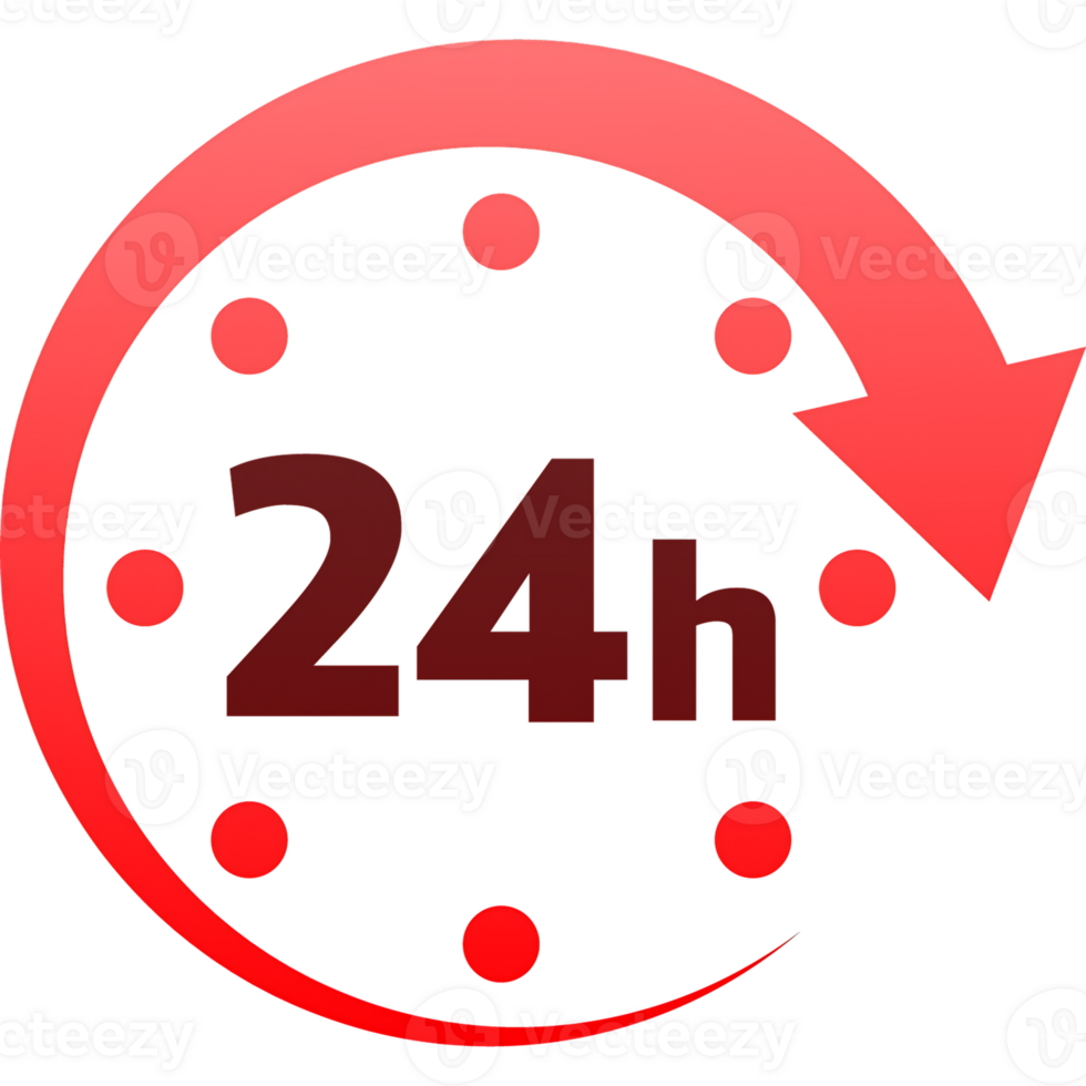 24 hours support in abstract style on white background. Customer service. Online support call center. Flat . Logo . png