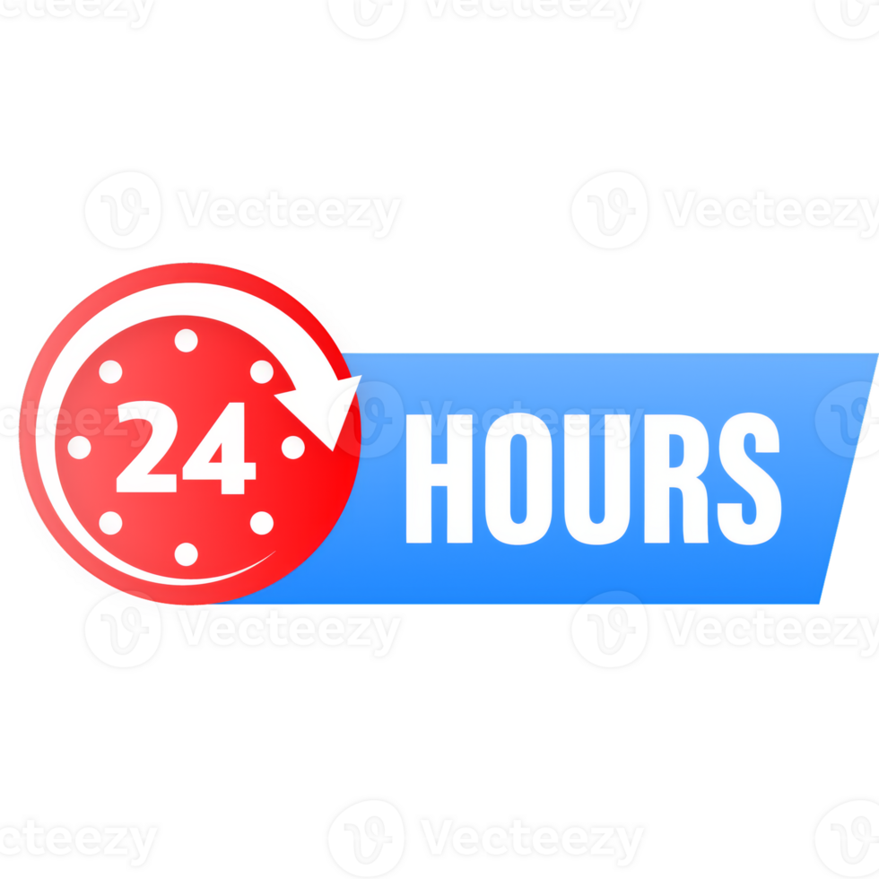 24 hours support in abstract style on white background. Customer service. Online support call center. Flat . Logo . png