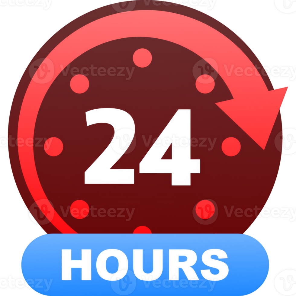 24 hours support in abstract style on white background. Customer service. Online support call center. Flat . Logo . png