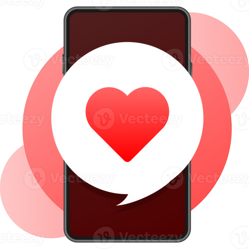 Flat like smartphone for marketing design. Icon for mobile app design. Smartphone mockup. Mobile internet, social media. png