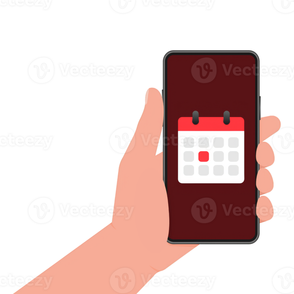 Ui ux design element. Time icon . Mobile internet, social media. Flat phone with calendar for mobile app design. Smartphone mockup. png