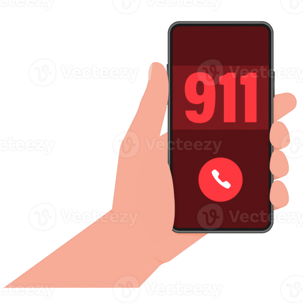 Phone, call icon, smartphone icon design. Smartphone hand 911 in flat style. background. png