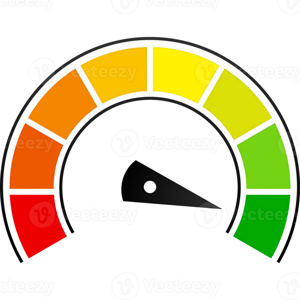 Credit score speedometer set on white background. illustration png