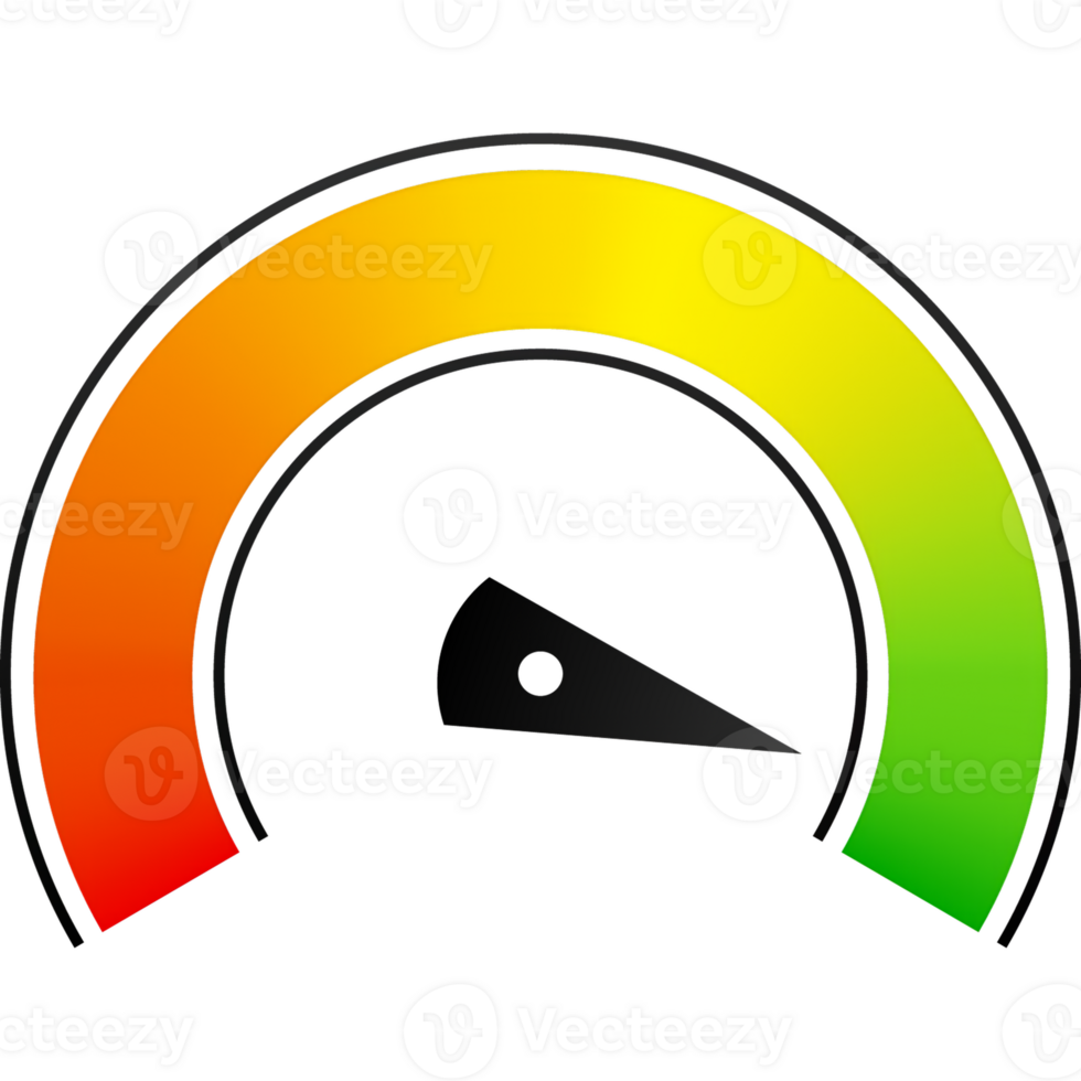 Credit score speedometer set on white background. illustration png