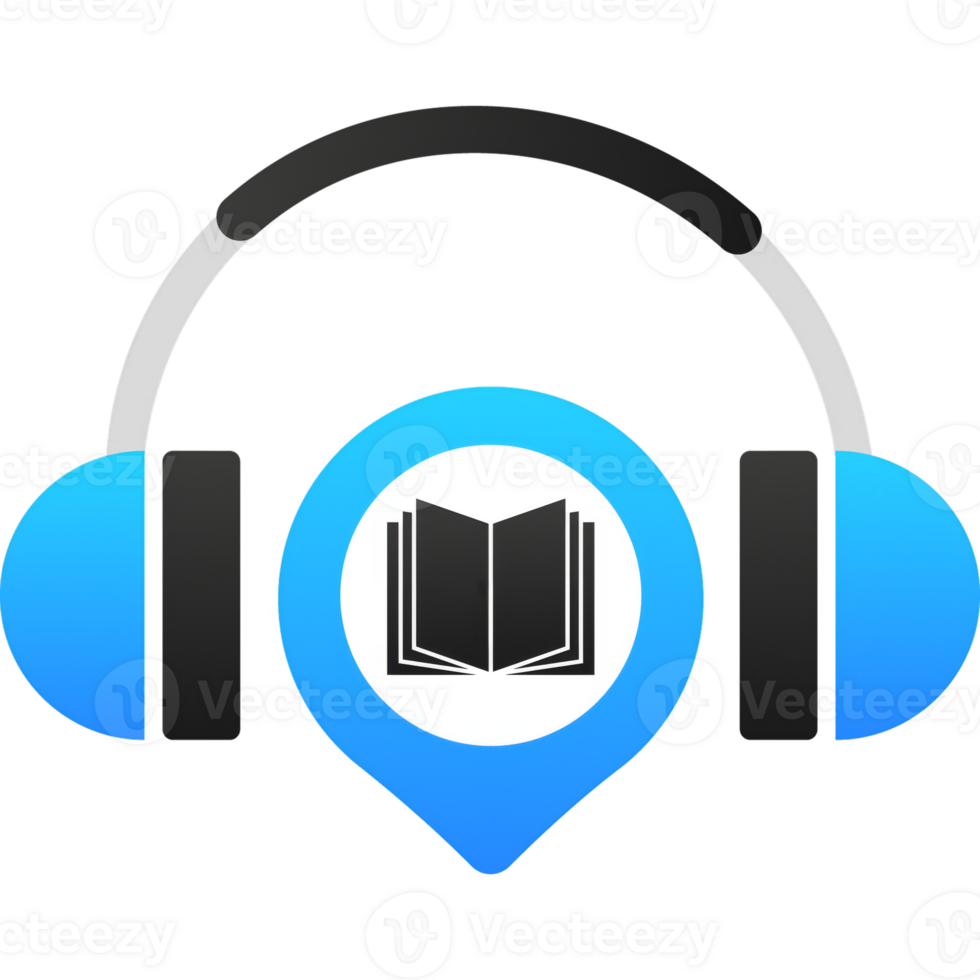 Audio book in flat style on white background. isometric design png