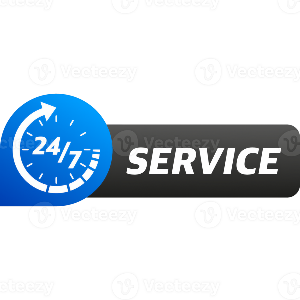 24 hour support in abstract style on white background. Customer service. Online support call center. Flat . png
