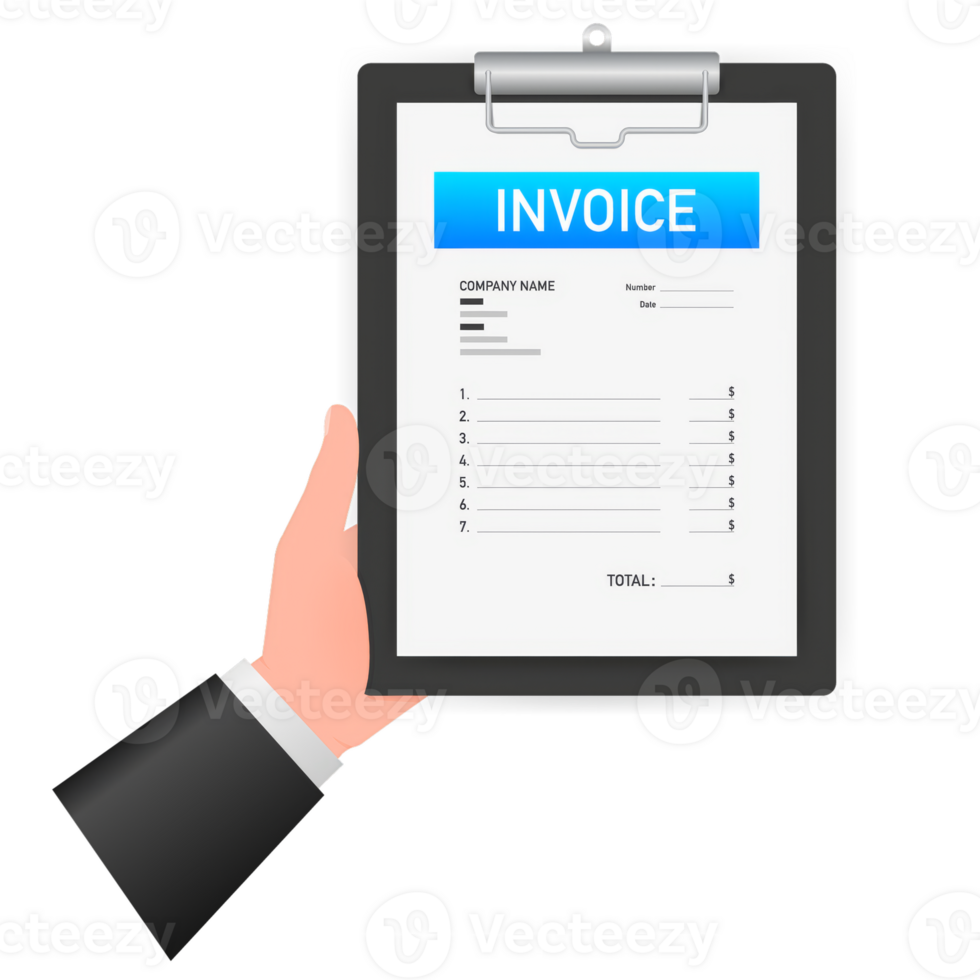 Flat blue invoice illustration. flat illustration. Payment check isometric 3d. Online tax payment png