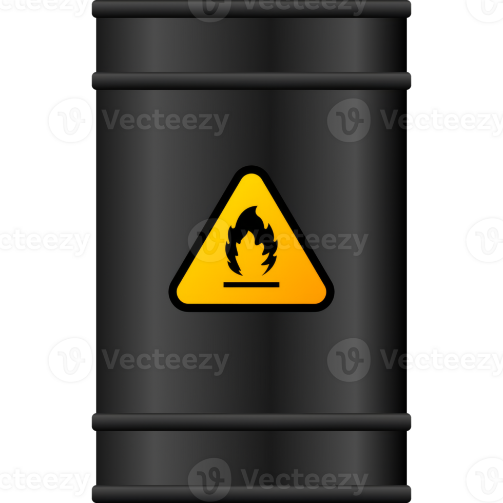 Illustration of barrel with flammable sign on white backdrop. illustration. Fire flame png