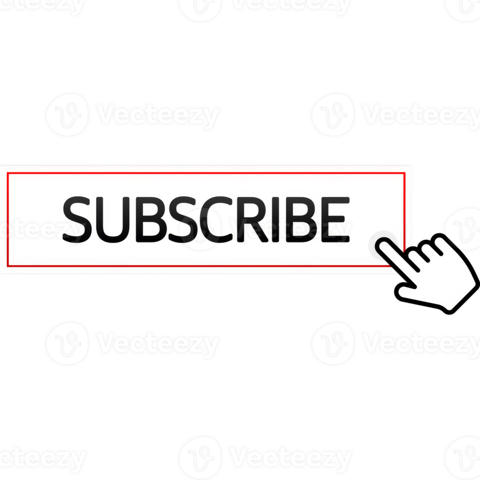 Icon with red subscribe button on white background for web marketing design. Flat deign. Social media element. illustration png