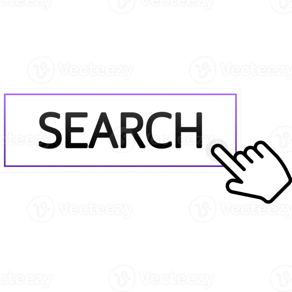Icon with violet search button on white background for web marketing design. Flat deign. Social media element. illustration png