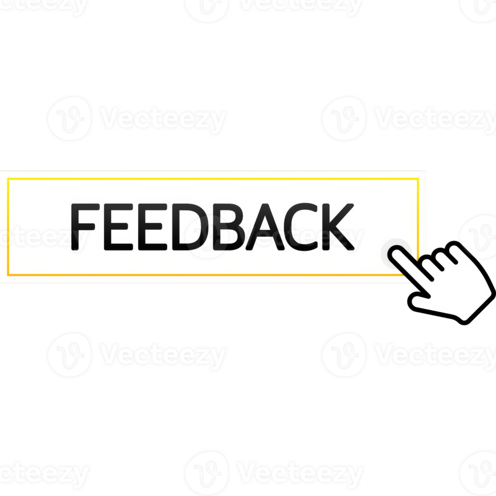Icon with yellow feedback button on white background for web marketing design. Flat deign. Social media element. illustration png