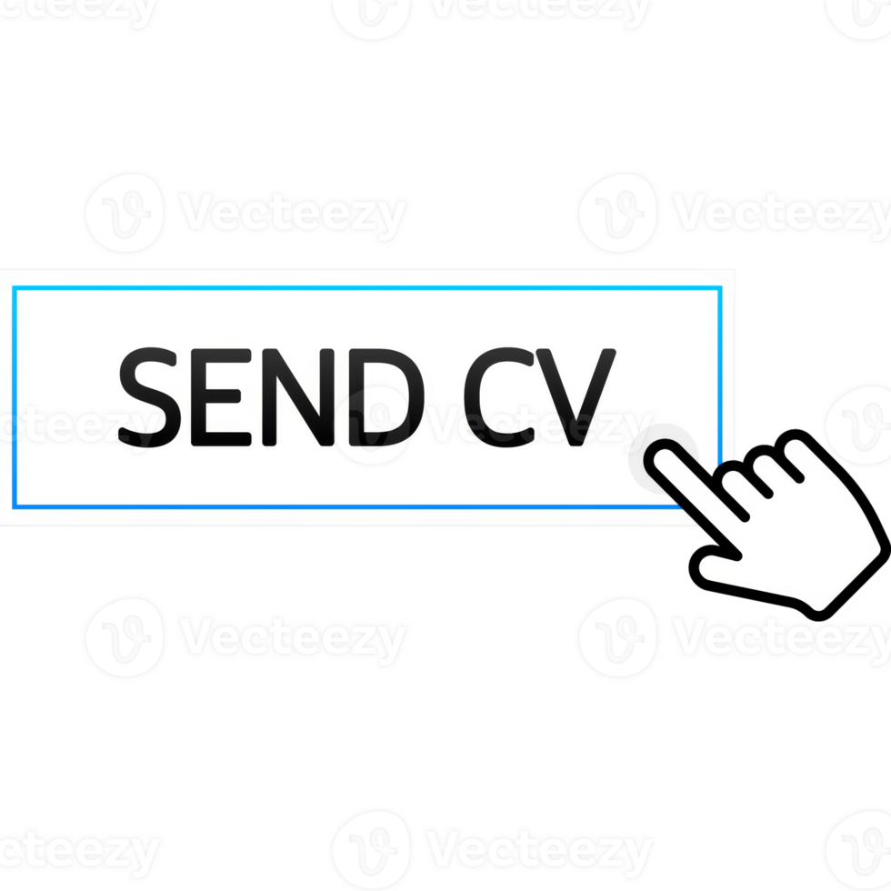 Icon with blue send cv button on white background for web marketing design. Flat deign. Social media element. illustration png