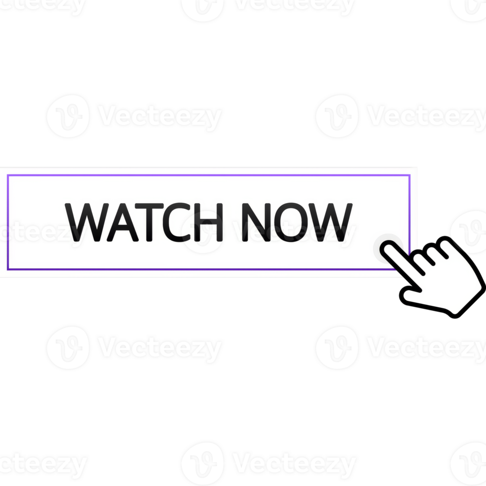 Watch now banner in flat style on white background. Play . Web media. Online translation. illustration png