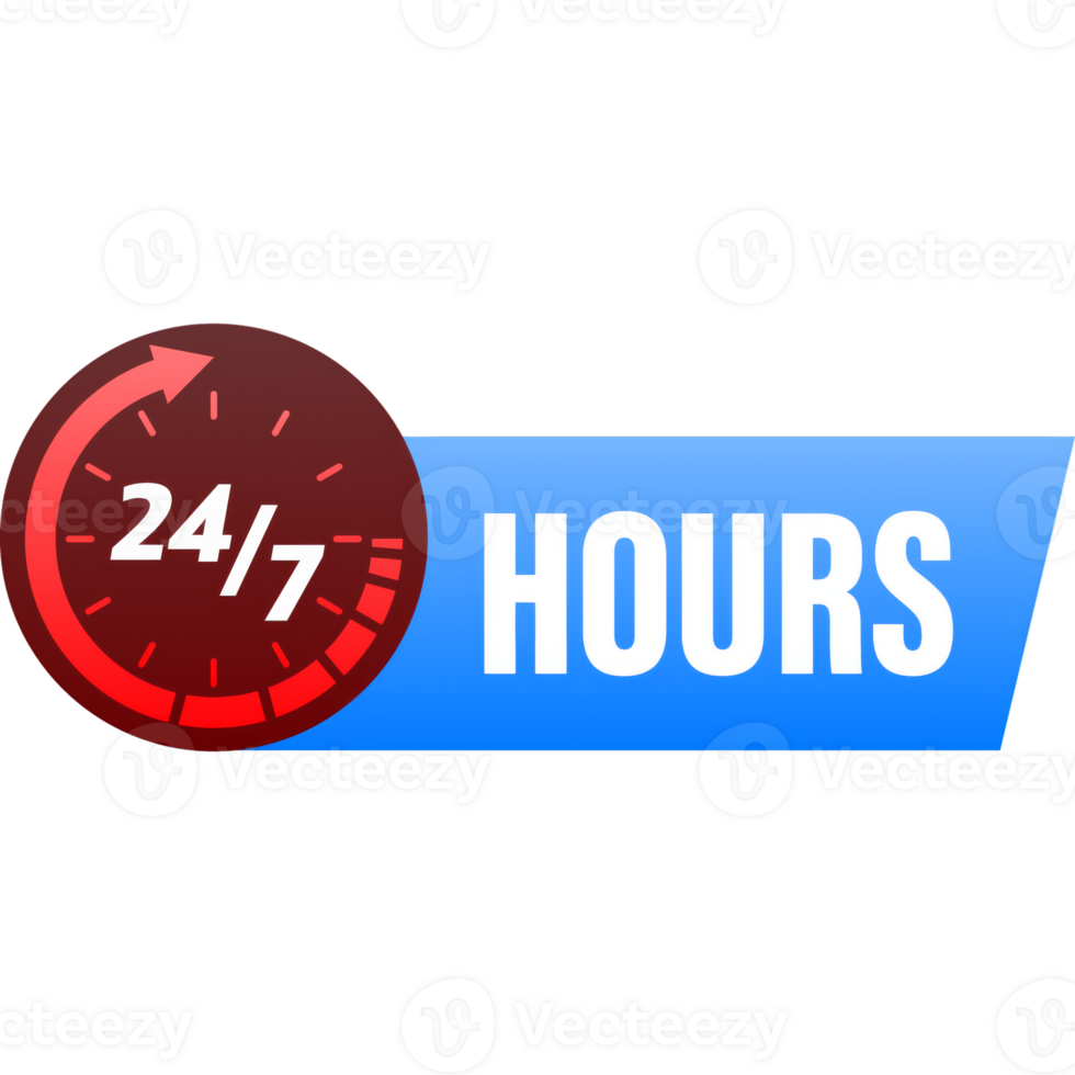 24 hour support in abstract style on white background. Customer service. Online support call center. Flat . png